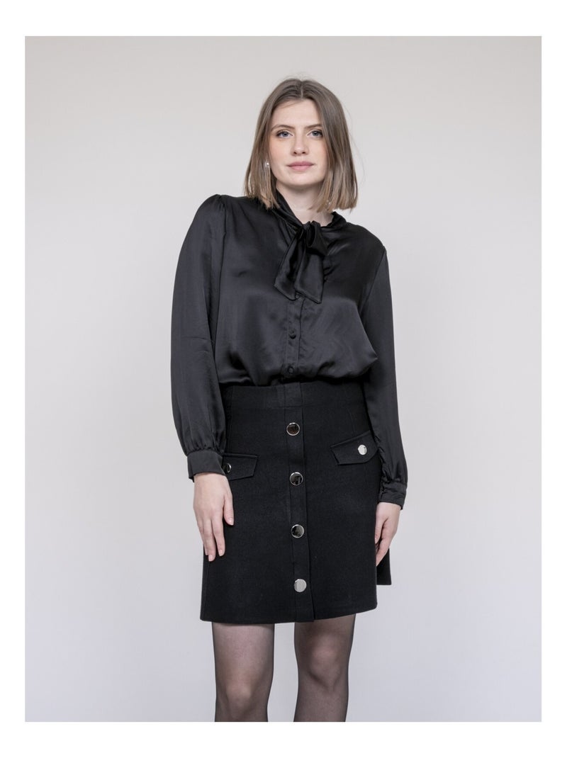 Chemise satinée ODINA Noir - Kiabi