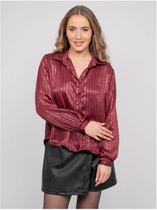 Chemise satinée rayures métallisées orona - Kiabi Chemise satinée rayures métallisées orona - Kiabi