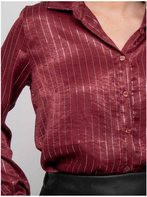Chemise satinée rayures métallisées orona - Kiabi Chemise satinée rayures métallisées orona - Kiabi