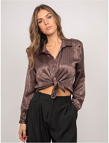 Chemise satinée rayures métallisées orona