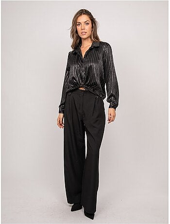 Chemise satinée rayures métallisées orona
