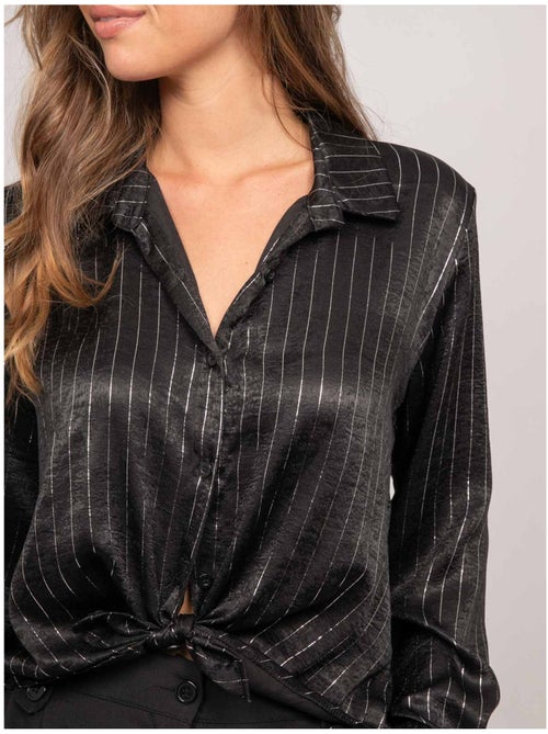 Chemise satinée rayures métallisées orona - Kiabi Chemise satinée rayures métallisées orona - Kiabi