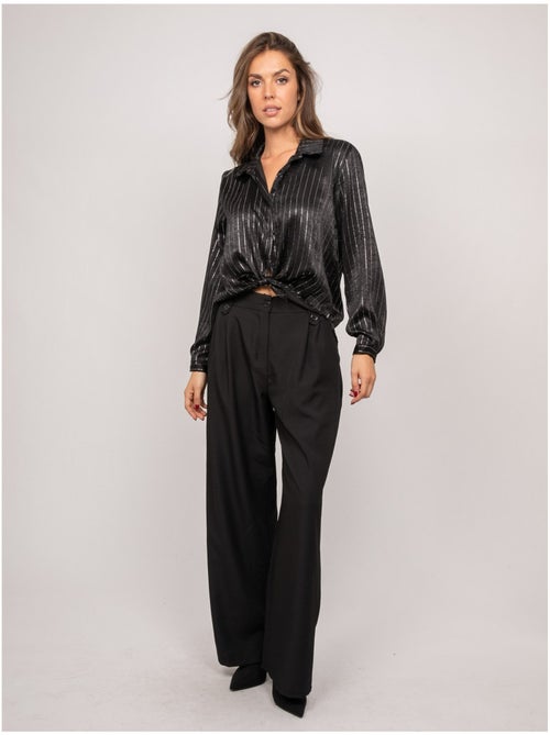 Chemise satinée rayures métallisées orona - Kiabi Chemise satinée rayures métallisées orona - Kiabi