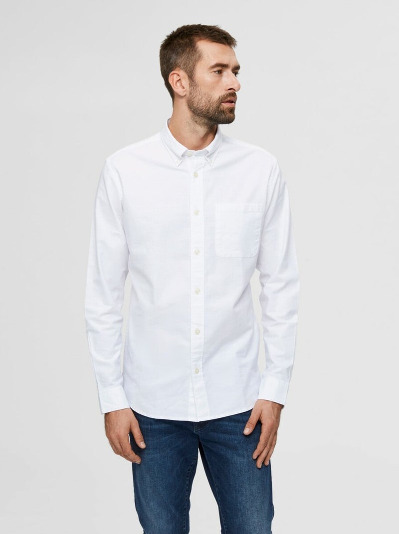 Chemise Selected Rick-ox Manches Longues Flex Blanc - Kiabi
