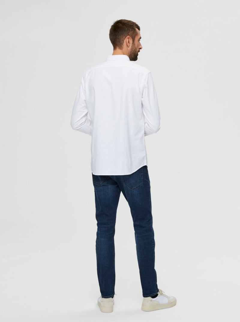 Chemise Selected Rick-ox Manches Longues Flex Blanc - Kiabi