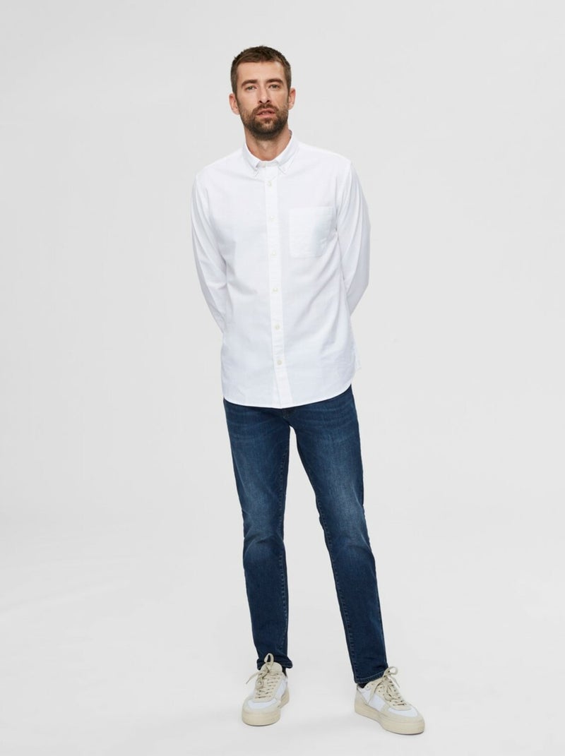 Chemise Selected Rick-ox Manches Longues Flex Blanc - Kiabi