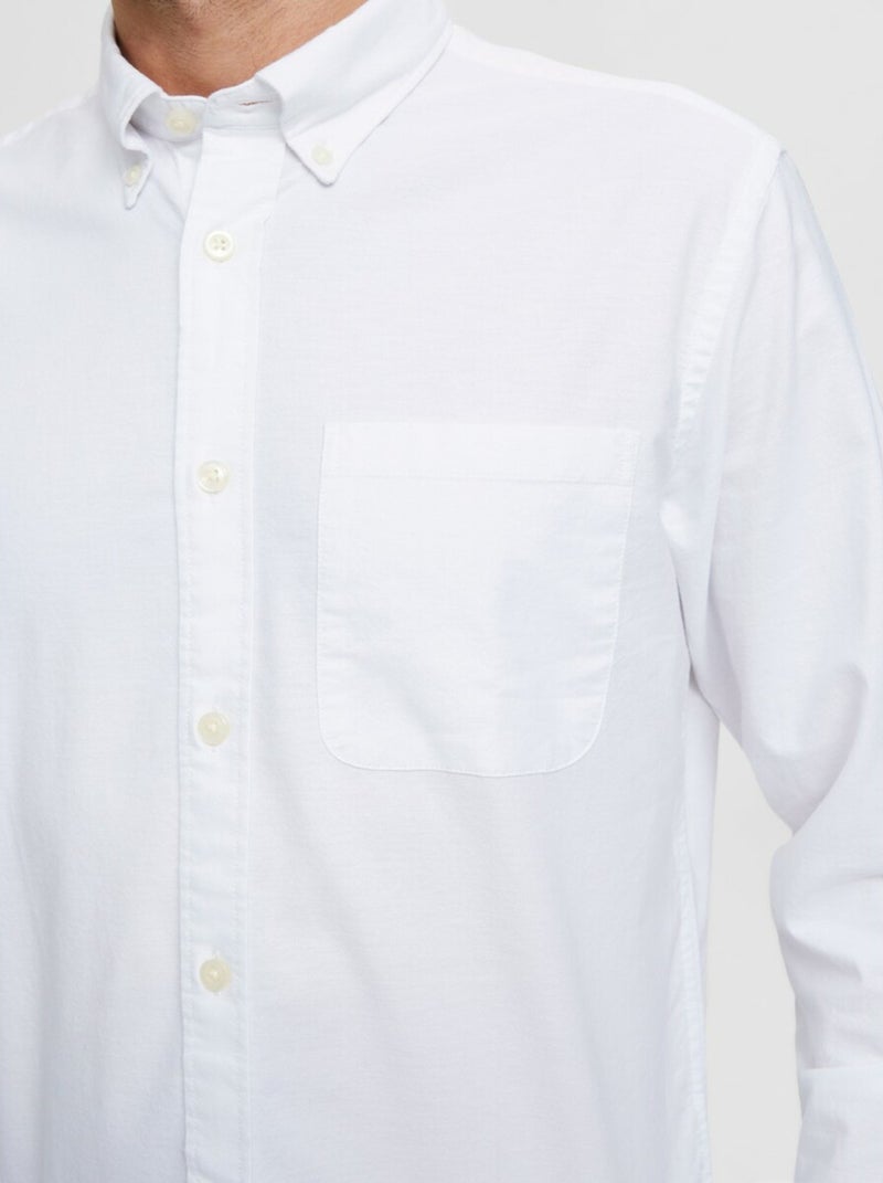 Chemise Selected Rick-ox Manches Longues Flex Blanc - Kiabi