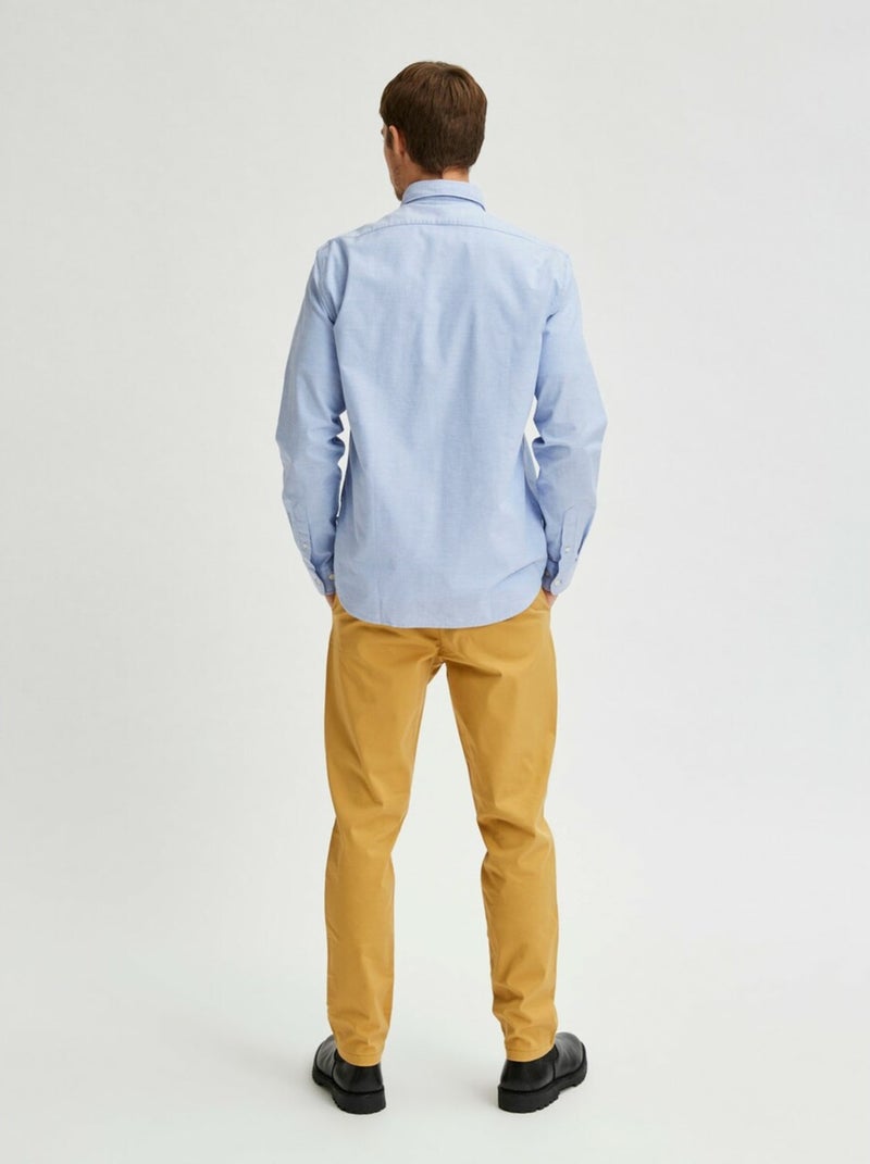 Chemise Selected Rick-ox Manches Longues Flex Bleu - Kiabi