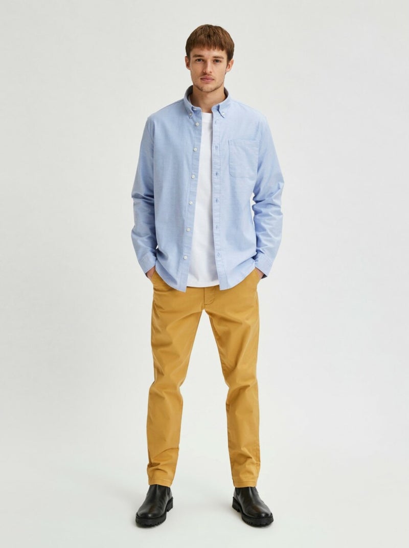 Chemise Selected Rick-ox Manches Longues Flex Bleu - Kiabi