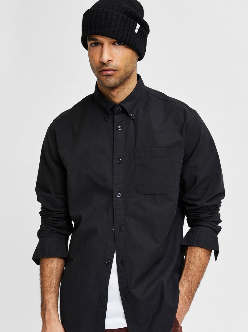 Chemise Selected Rick-ox Manches Longues Flex Noir - Kiabi