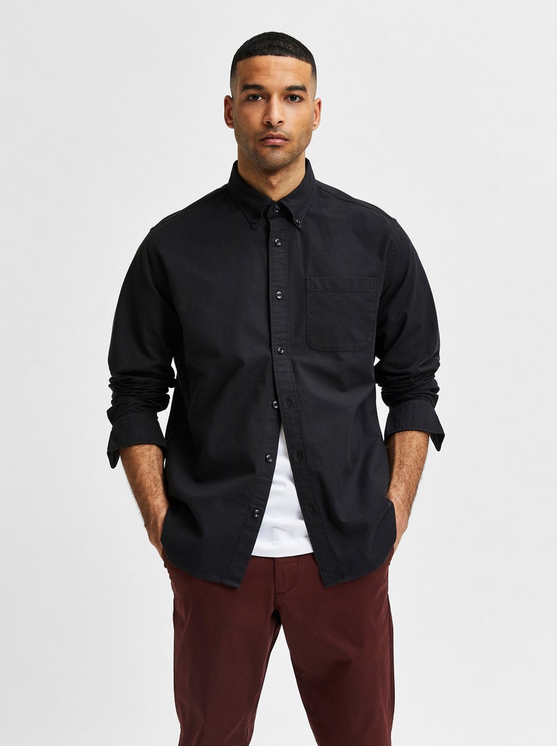 Chemise Selected Rick-ox Manches Longues Flex Noir - Kiabi