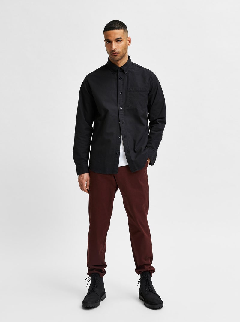 Chemise Selected Rick-ox Manches Longues Flex Noir - Kiabi