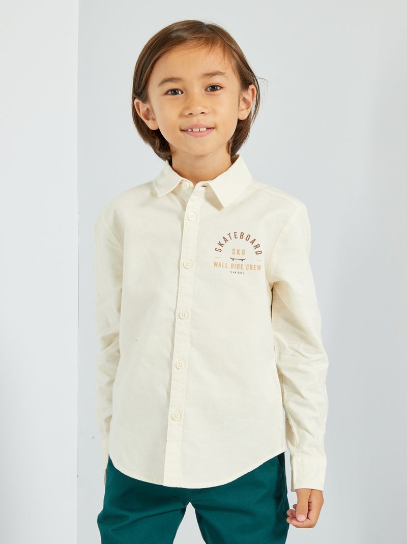 Chemise 'Skatebord' en coton Blanc - Kiabi