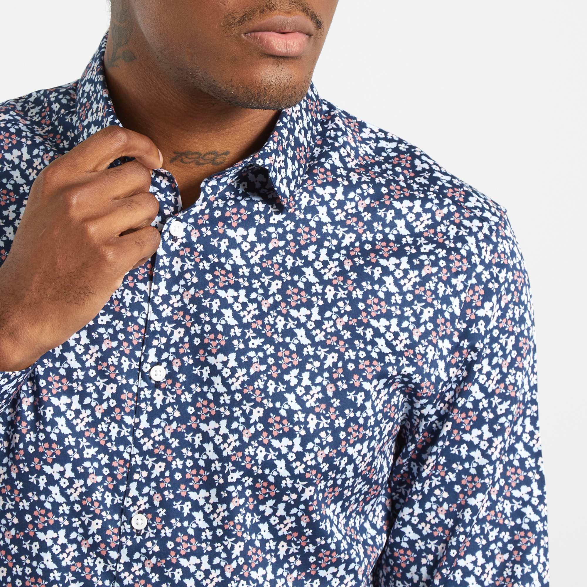 Chemise slim à fleurs homme blanc Kiabi 5 40