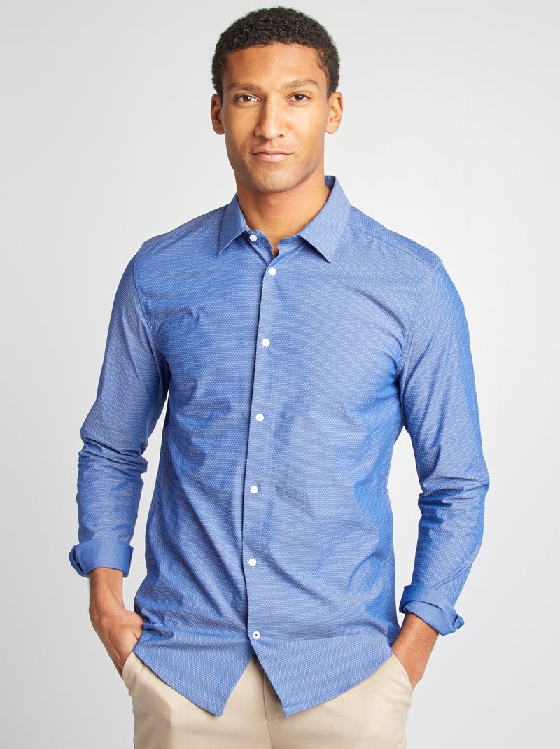 Chemise slim à motif Bleu - Kiabi