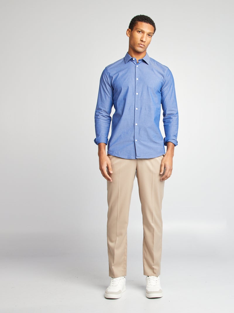 Chemise slim à motif Bleu - Kiabi