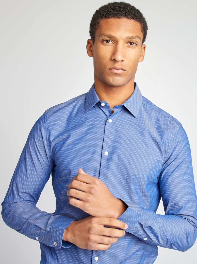 Chemise slim à motif Bleu - Kiabi