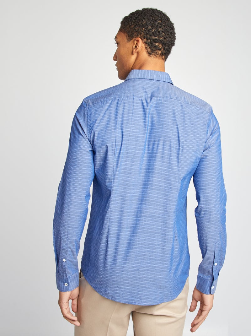 Chemise slim à motif Bleu - Kiabi