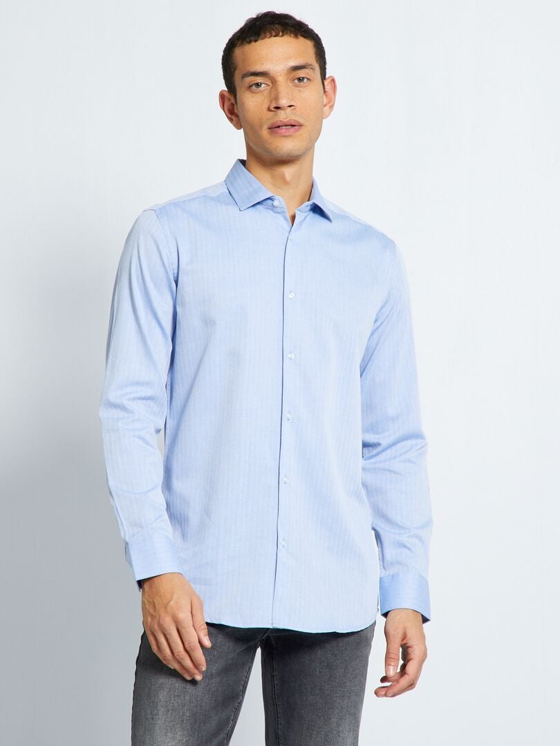 Chemise slim à motif Bleu - Kiabi