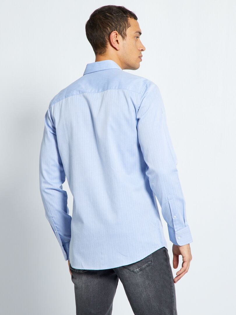 Chemise slim à motif Bleu - Kiabi