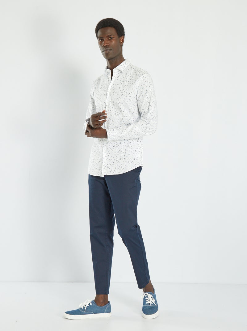 Chemise slim à motifs Blanc fleuri - Kiabi
