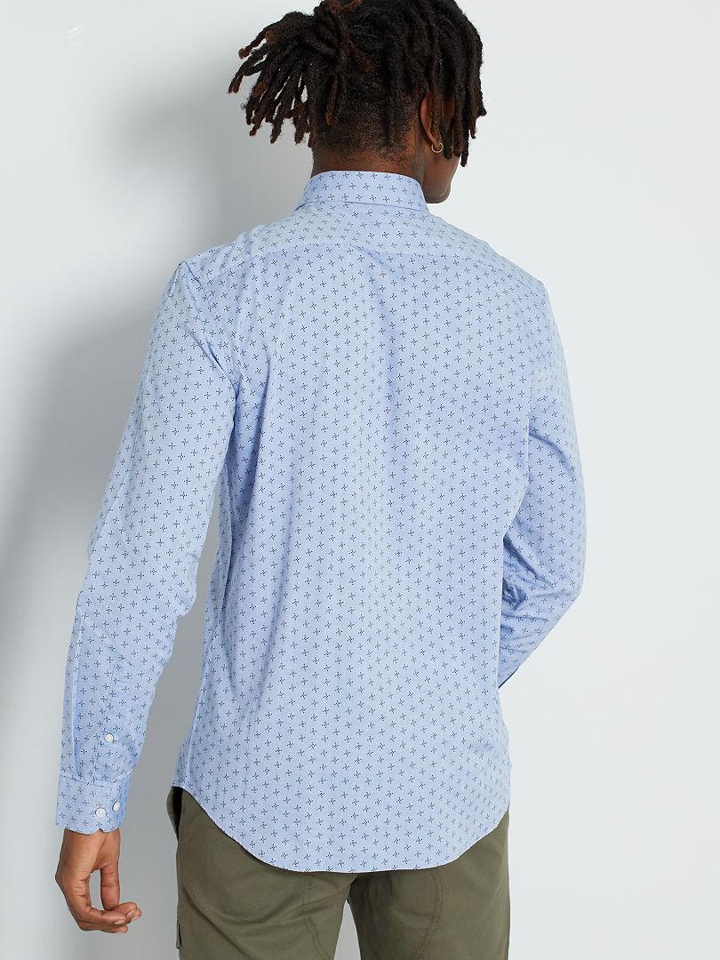 Chemise Kiabi Bleu Marine Slim Fit Taille XS (T34) - Coton, Manches Longues, Occasion En Excellent état
