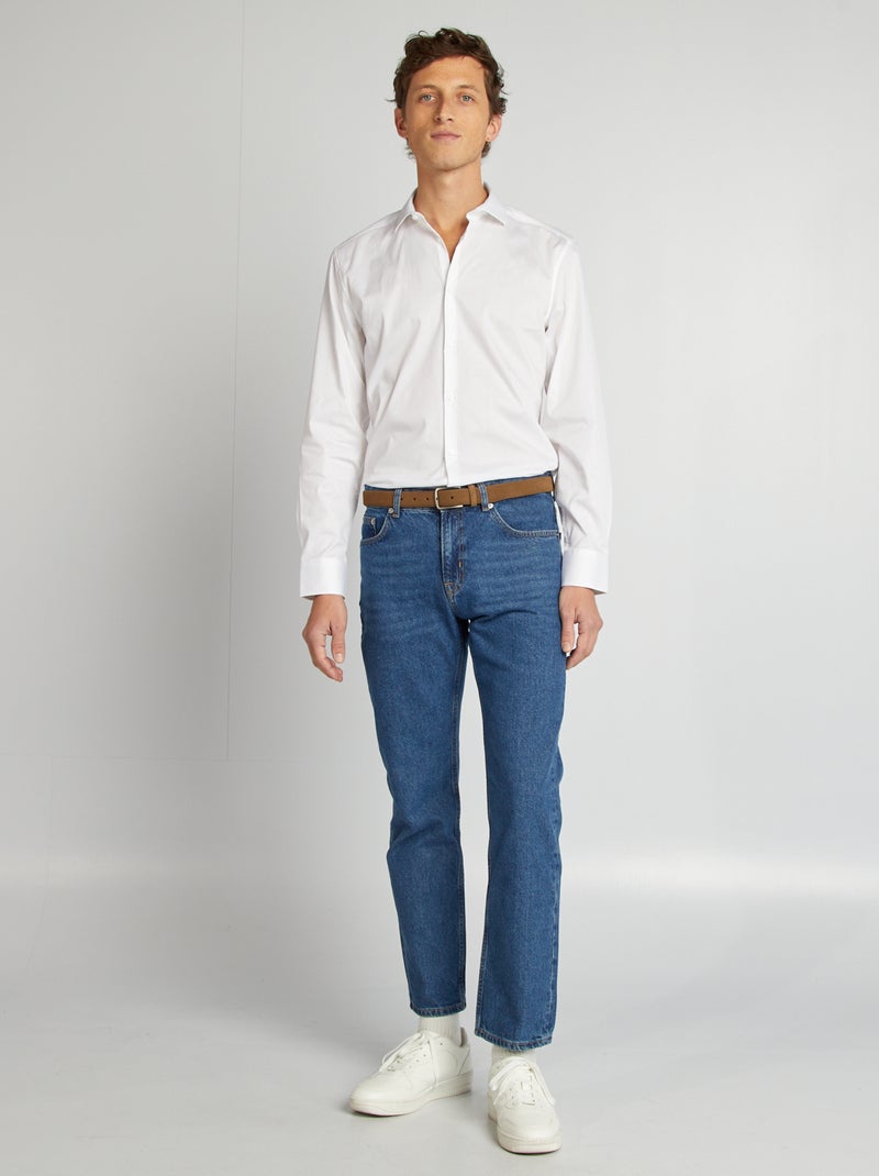 Chemise slim col italien Blanc - Kiabi