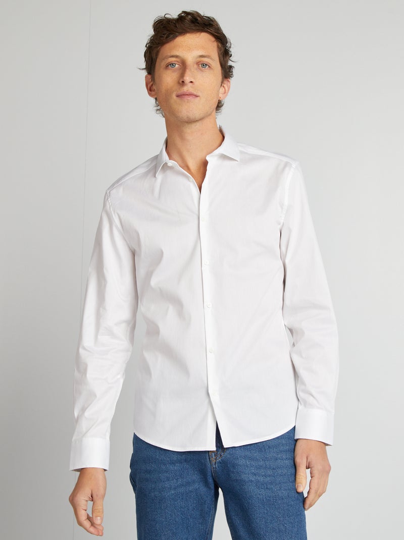 Chemise slim col italien Blanc - Kiabi