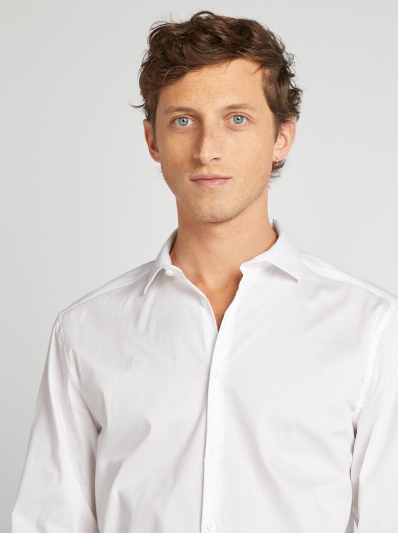 Chemise slim col italien Blanc - Kiabi