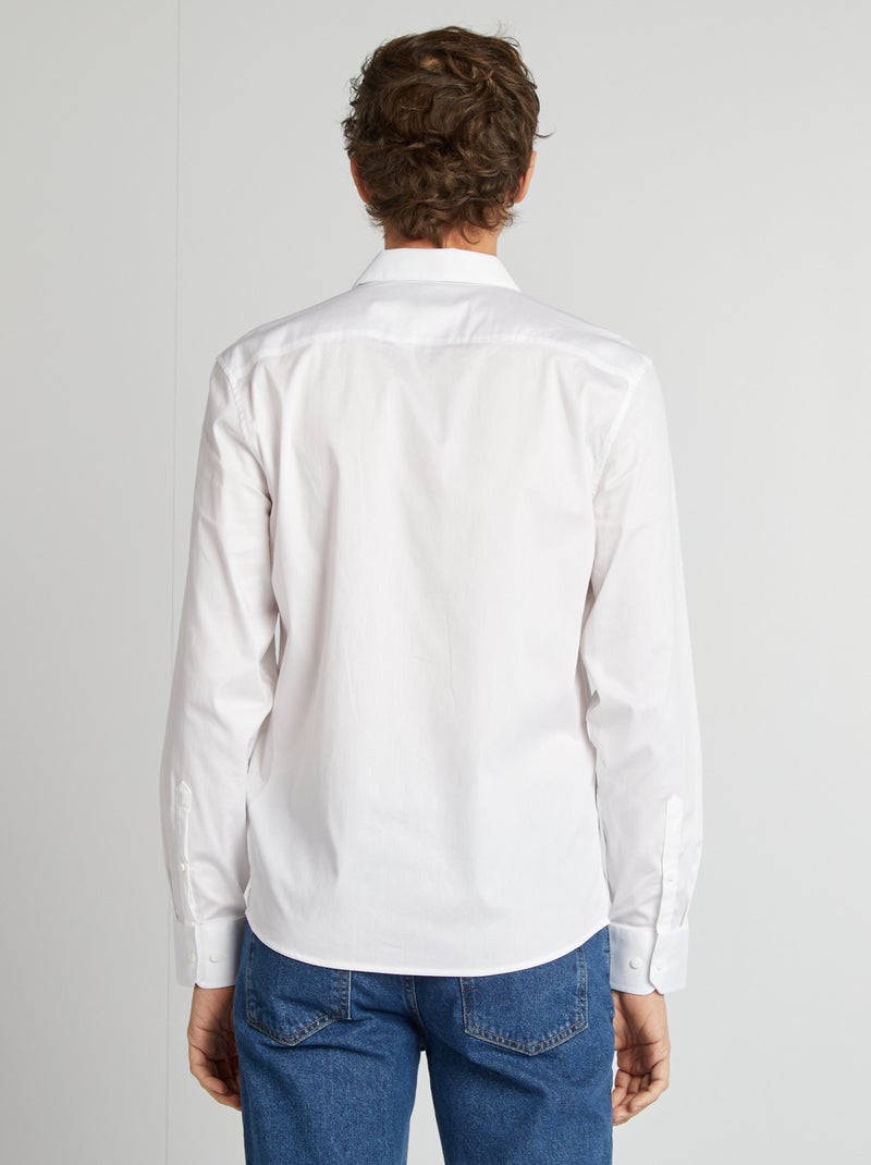 Chemise slim col italien Blanc - Kiabi