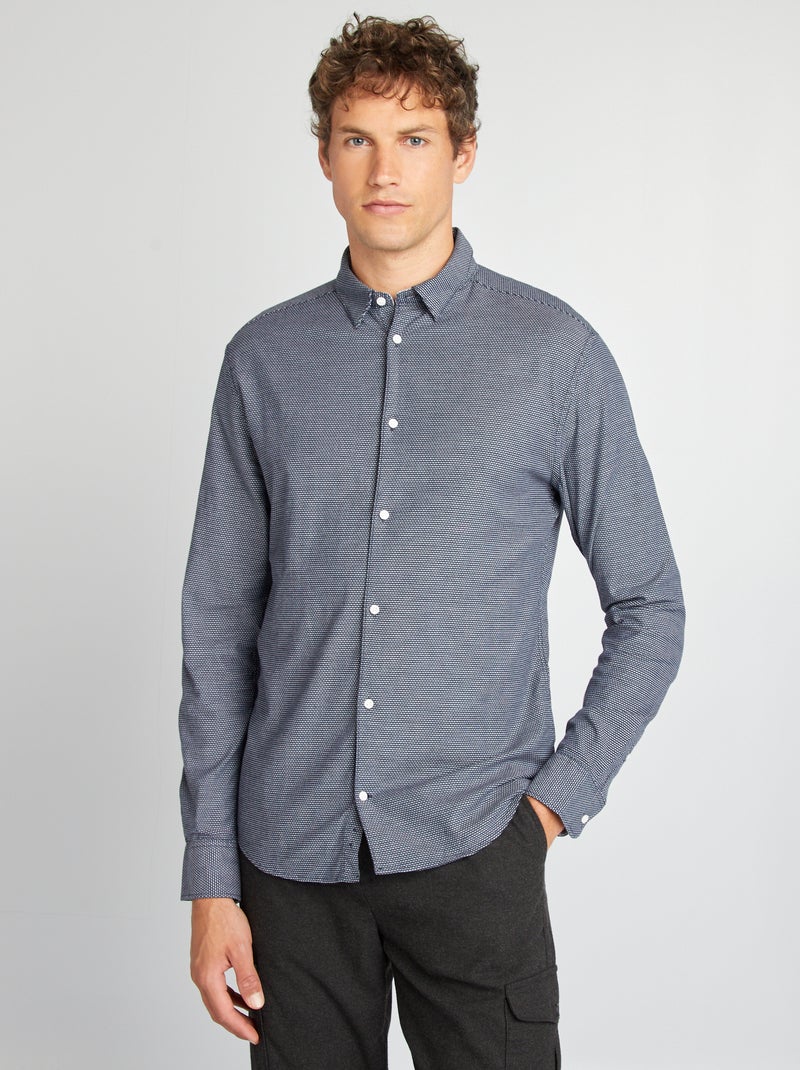 Chemise slim dobby Bleu - Kiabi