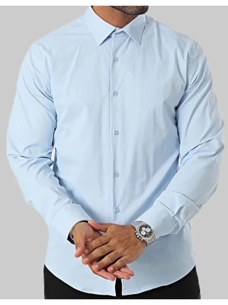 Chemise Slim Fit Kebello Bleu ciel - Kiabi