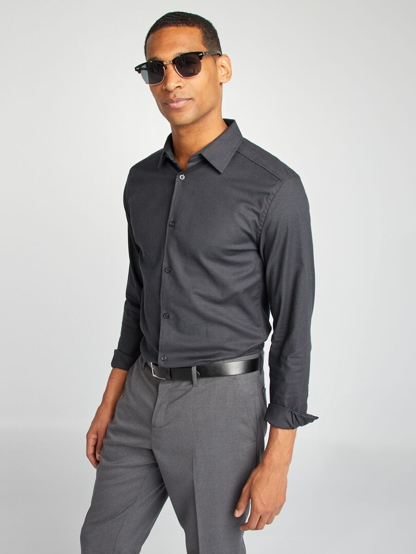 Chemise slim fluide Noir - Kiabi