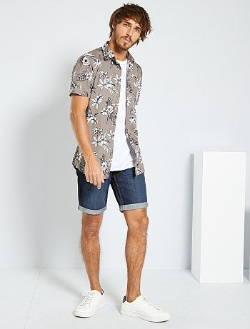 Chemise slim imprimé tropical