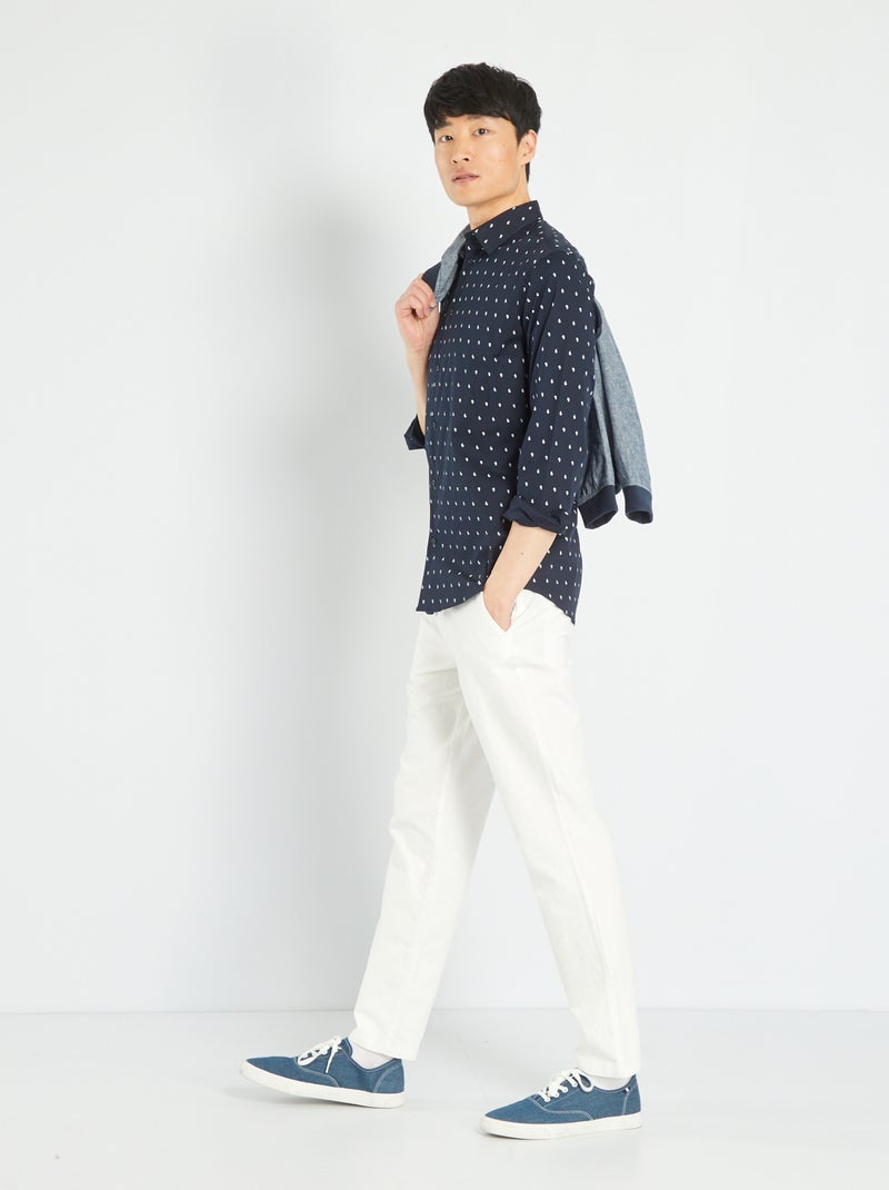 Chemise slim imprimée Bleu - Kiabi