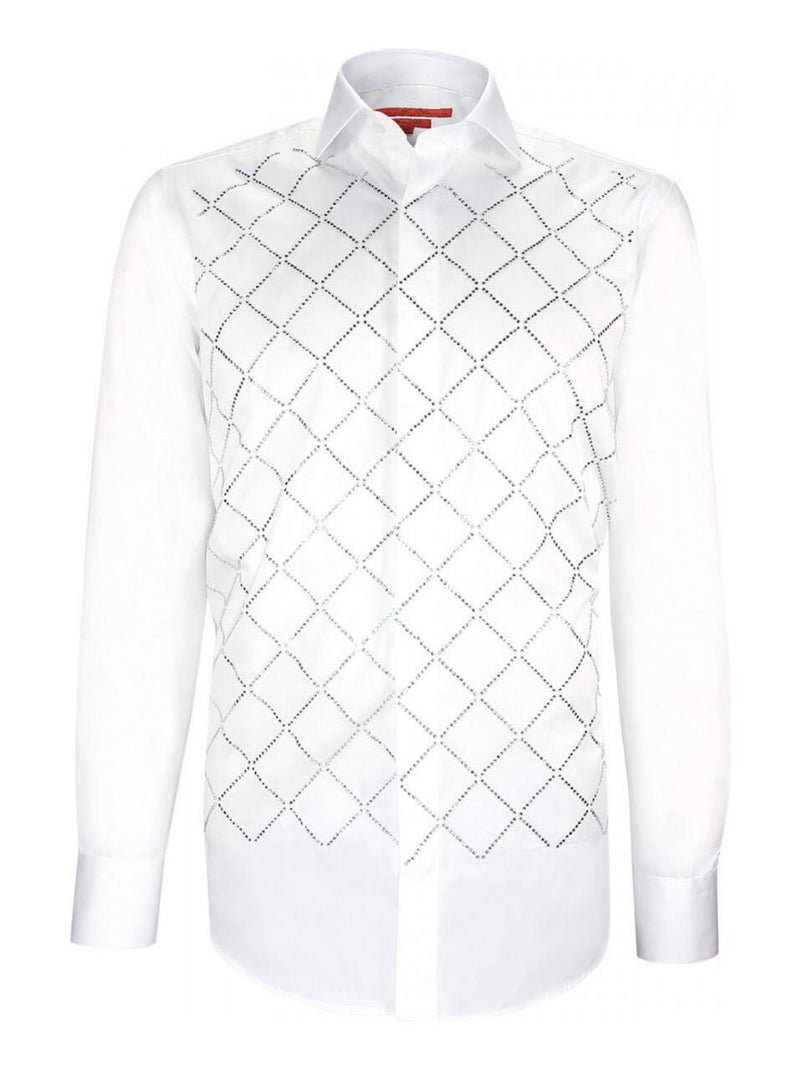 Chemise strass satin de coton STRASSY Blanc - Kiabi
