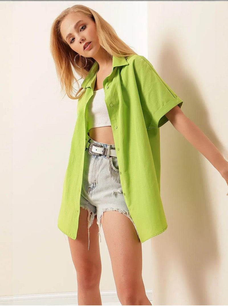 Chemise surdimensionnée à manches courtes bdart Vert tilleul - Kiabi