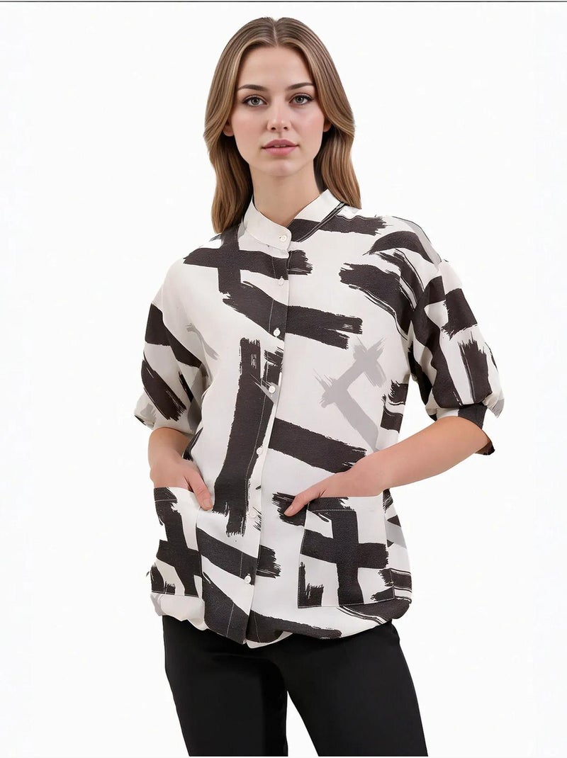 Chemise surdimensionnée à motifs bdart Noir - Kiabi
