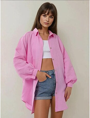 Chemise surdimensionnée en lin doux texturé