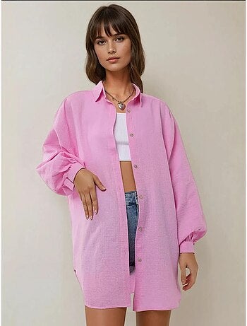 Chemise surdimensionnée en lin doux texturé