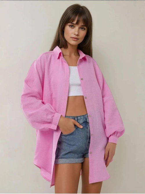 Chemise surdimensionnée en lin doux texturé - Kiabi Chemise surdimensionnée en lin doux texturé - Kiabi