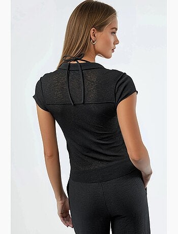 Chemise texturée à manches courtes avec boutons busem