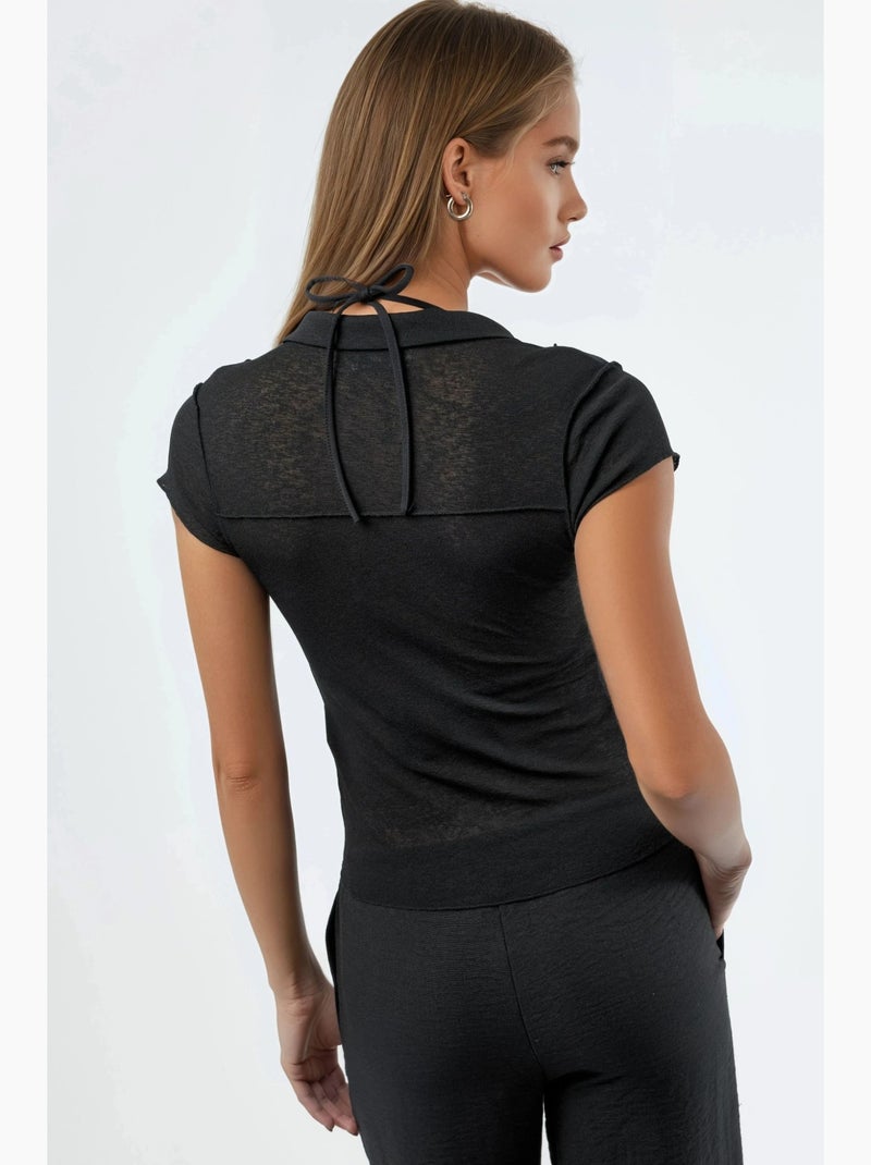 Chemise texturée à manches courtes avec boutons busem Noir - Kiabi