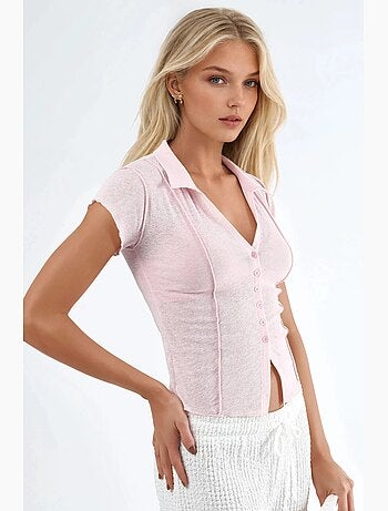 Chemise texturée à manches courtes avec boutons busem