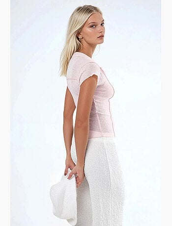 Chemise texturée à manches courtes avec boutons busem
