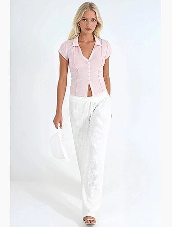 Chemise texturée à manches courtes avec boutons busem