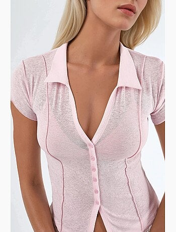 Chemise texturée à manches courtes avec boutons busem
