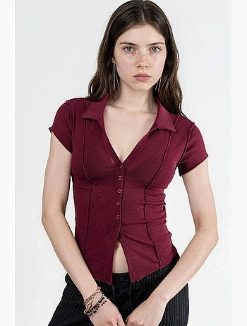 Chemise texturée à manches courtes avec boutons busem