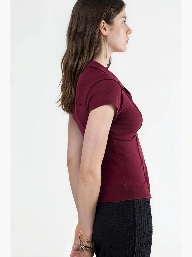 Chemise texturée à manches courtes avec boutons busem Rouge bordeaux - Kiabi