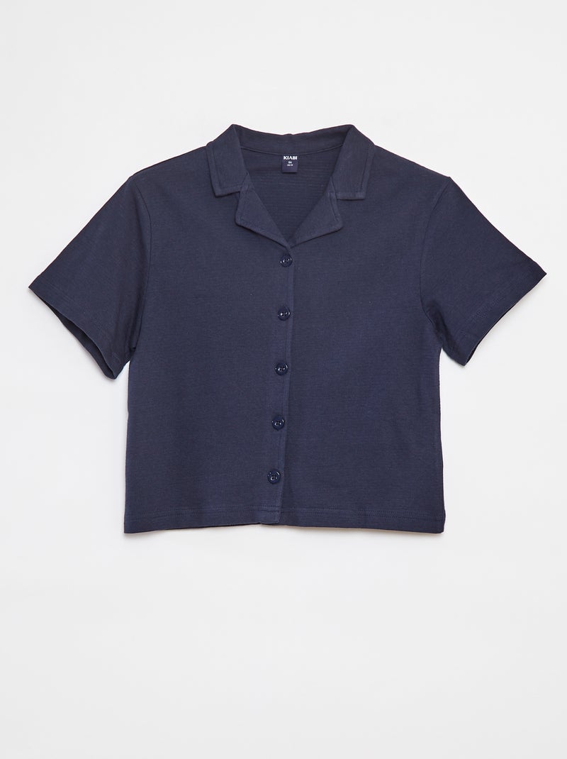 Chemise texturée à manches courtes Bleu - Kiabi